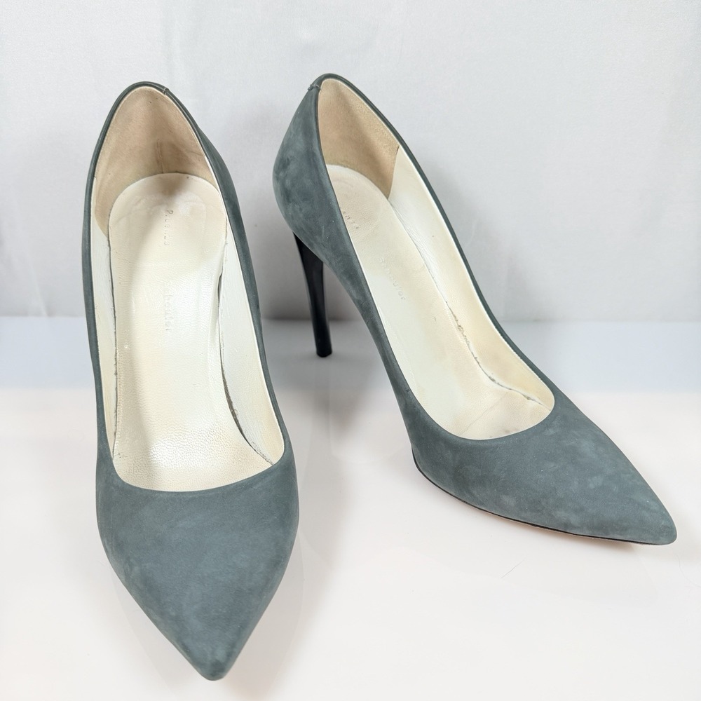 Proenza Schouler Shoes High Heels Blue Gray Suede Point Toe 37/7 Italy Designer